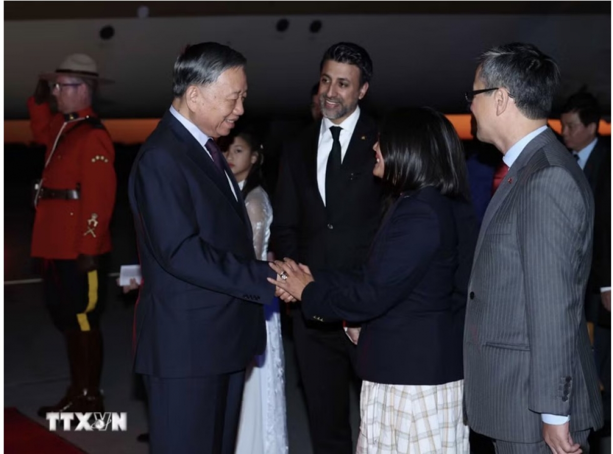 Lễ đón Tổng Bí thư, Chủ tịch nước Tô Lâm đến thủ đô Ottawa, bắt đầu chuyến thăm cấp Nhà nước tới Canada - Ảnh: TTXVN