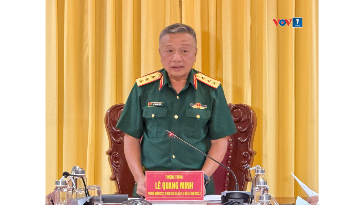 Thượng tướng Lê Quang Minh- Phó Chủ nhiệm Tổng cục Chính trị, Ủy viên Ban Chỉ đạo 515 quốc gia phát biểu chỉ đạo tại buổi kiểm tra.