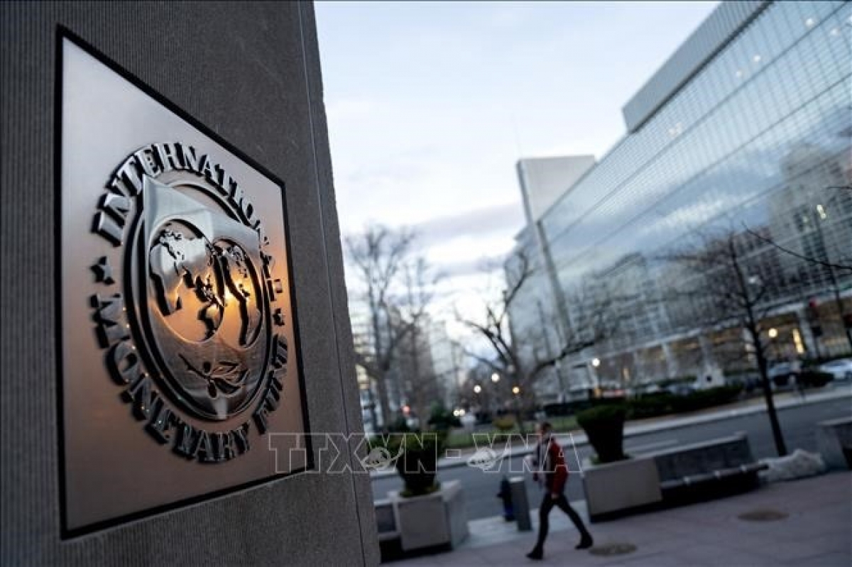 Biểu tượng của Quỹ Tiền tệ Quốc tế (IMF) tại Mỹ. Ảnh: TTXVN phát