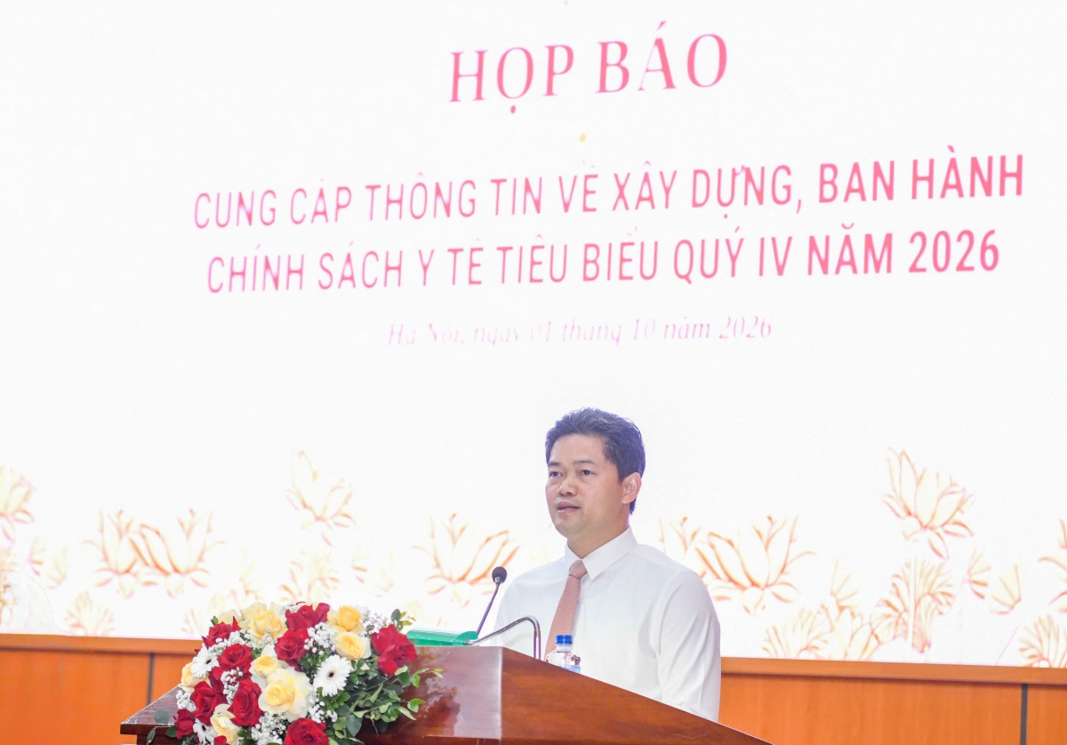 Thứ trưởng Thường trực Bộ Y tế Vũ Mạnh Hà phát biểu tại cuộc họp báo- Ảnh Như Ý