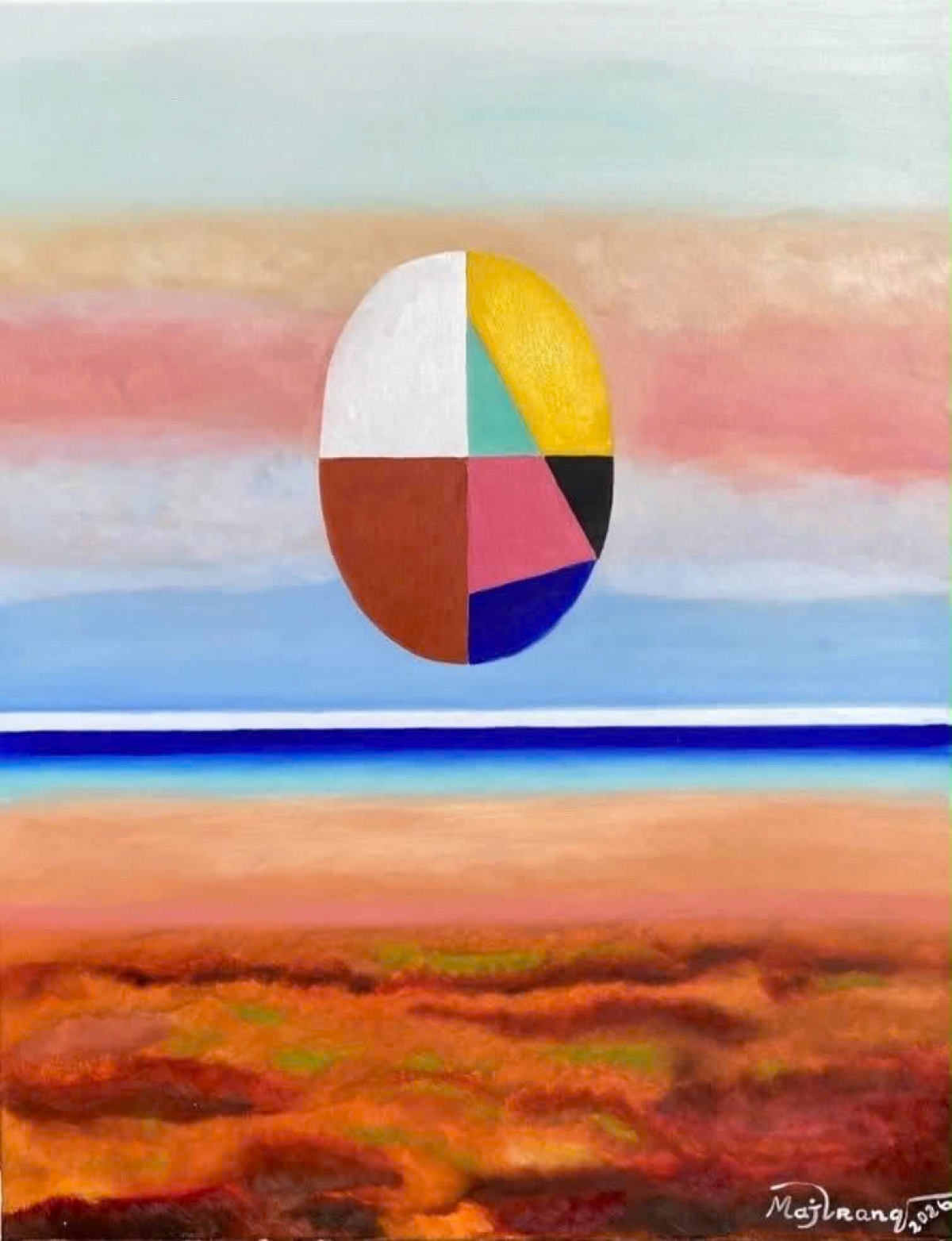 NGHĨ TỚI MARK ROTHKO &amp; Hình Elip 2 - (Thinking of Mark Rothko &amp; the Ellipse. Sơn dầu trên toan - (70 x 90 cm )2026.