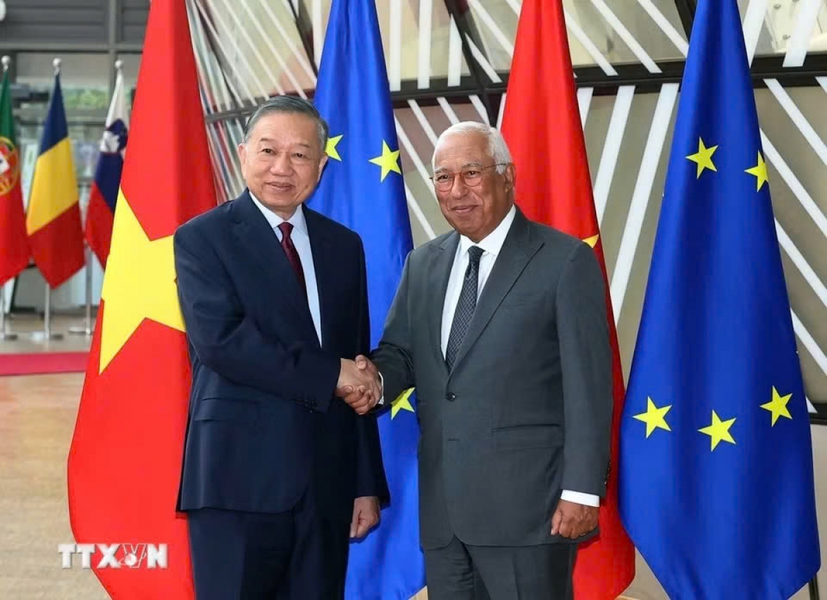 Tổng Bí thư, Chủ tịch nước Tô Lâm và Chủ tịch Hội đồng Châu Âu António Costa - Ảnh: TTXVN
 