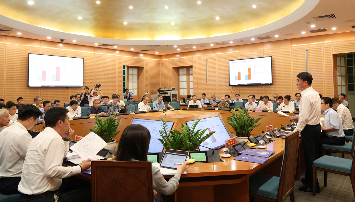 Toàn cảnh buổi làm việc của Bộ Công Thương với UBND Thành phố Hà Nội về tình hình bảo đảm cung cấp điện và triển khai các dự án điện theo Quy hoạch điện VIII điều chỉnh