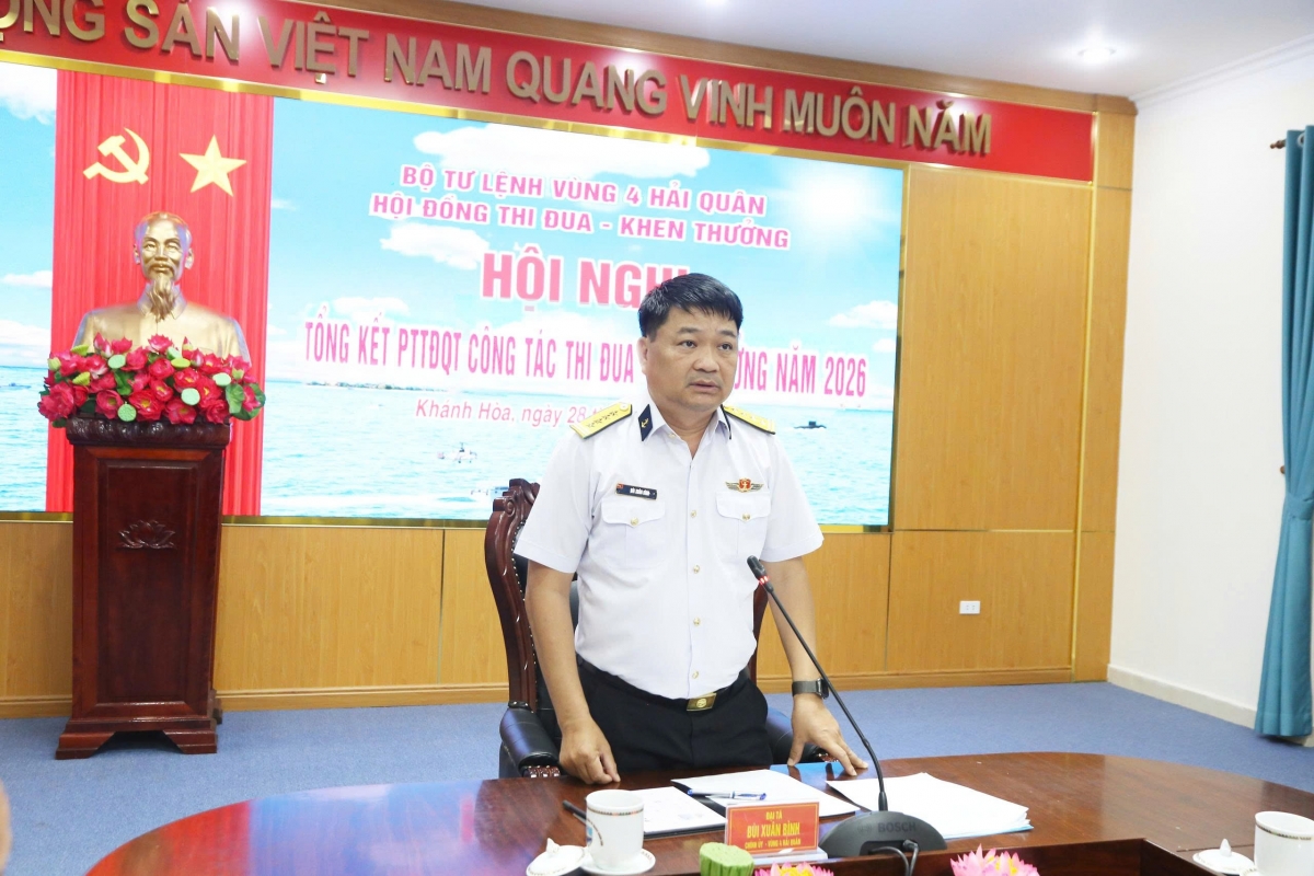 Đại tá Bùi Xuân Bình, Bí thư Đảng ủy, Chính ủy Vùng phát biểu