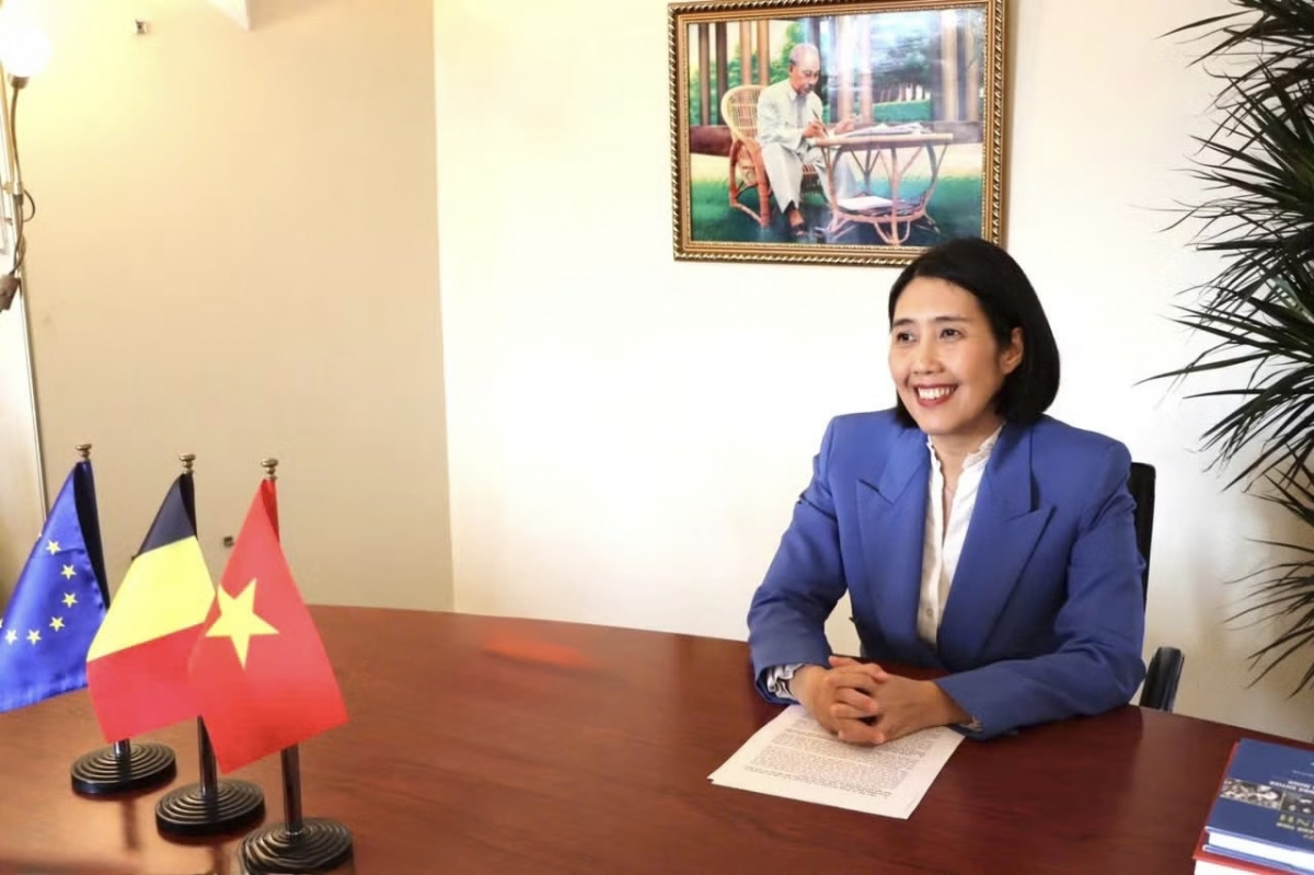 Đại sứ Nguyễn Hương Trà nhấn mạnh Việt Nam và Bỉ chia sẻ rất nhiều điểm tương đồng chiến lược, đặc biệt là vị trí địa chính trị quan trọng tại mỗi khu vực - Ảnh: Anh Tuấn/VOV