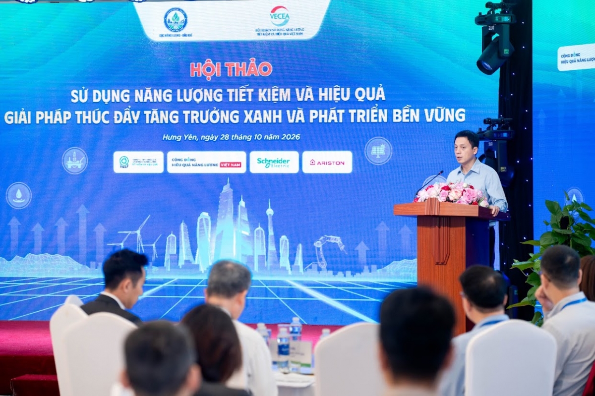 Ông Lại Đức Tuấn đại diện Cục Năng lượng – Dầu khí, Bộ Công Thương phát biểu khai mạc Hội thảo. Ảnh VNEEP3