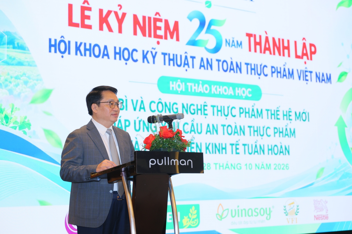 Tiến sĩ Bùi Đức Lập, Phó Cục trưởng Cục An toàn thực phẩm (Bộ Y tế) phát biểu tại sự kiện.