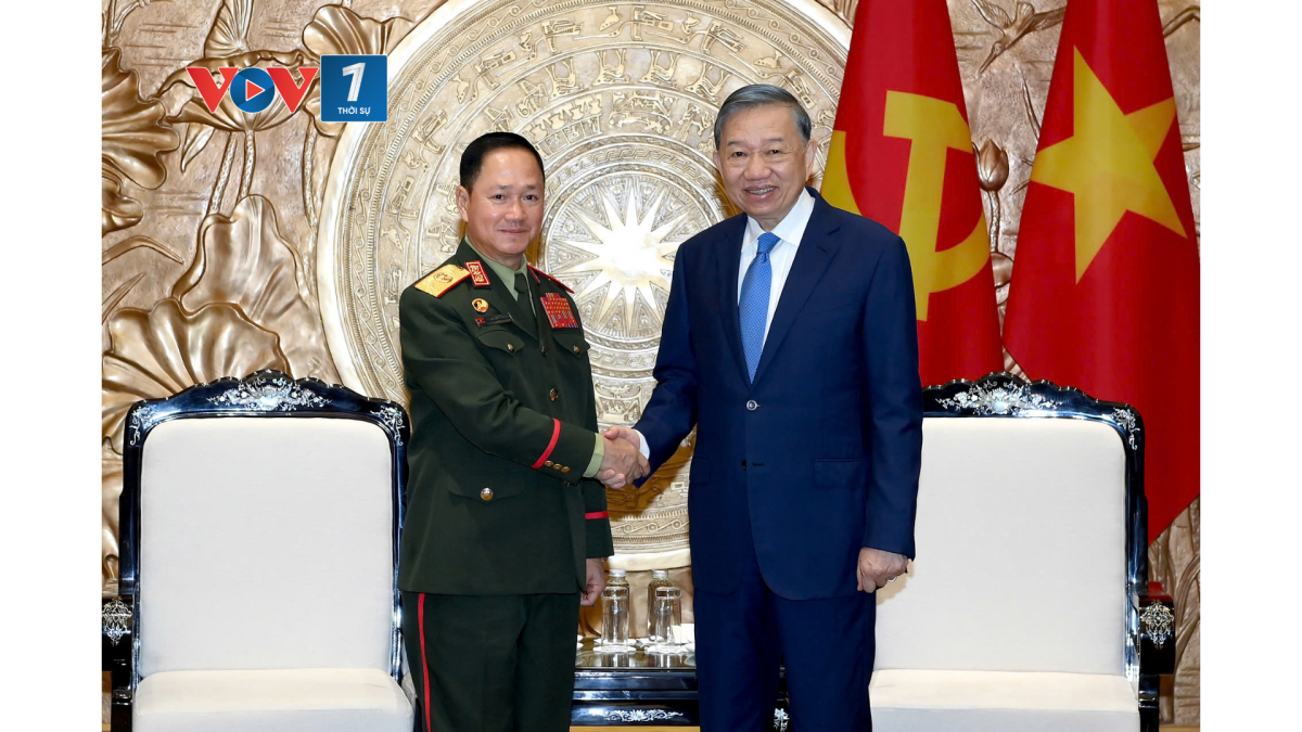 Tổng Bí thư, Chủ tịch nước Tô Lâm tiếp Đại tướng Khamlieng Outhakaisone, Ủy viên Bộ Chính trị Đảng Nhân dân Cách mạng Lào, Phó Thủ tướng, Bộ trưởng Bộ Quốc phòng Lào